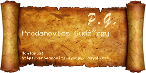 Prodanovics György névjegykártya