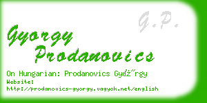 gyorgy prodanovics business card